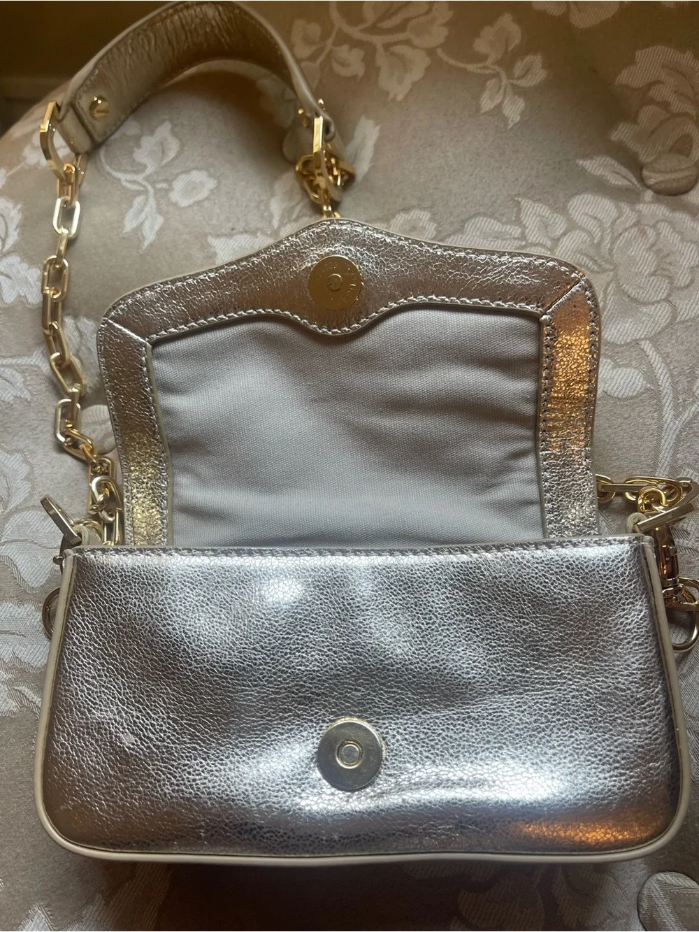 Tory Burch Metallic Gold Leather Chain Crossbody Bag